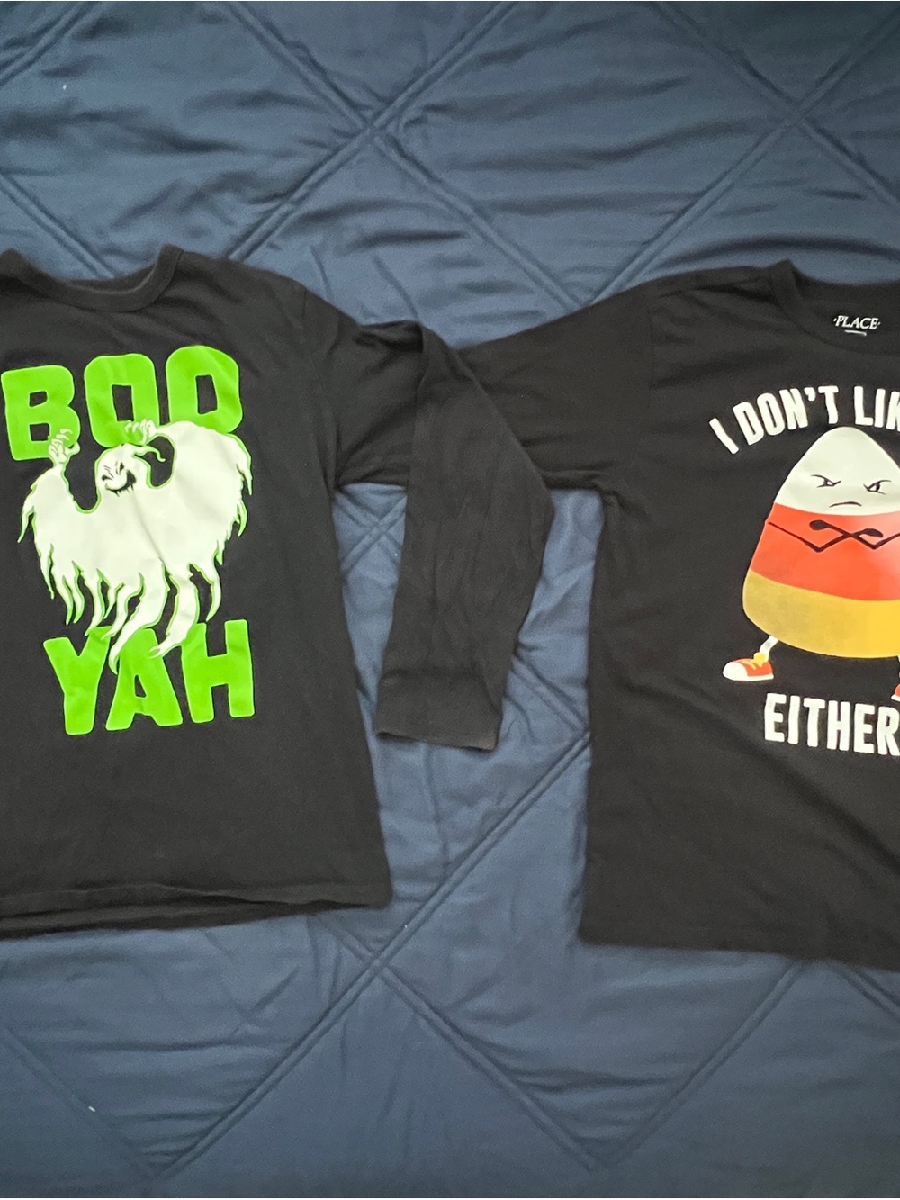 Kids Halloween Shirts- 'Boo Yah' Ghost Graphic Long Sleeve & Candy Corn T-Shirt